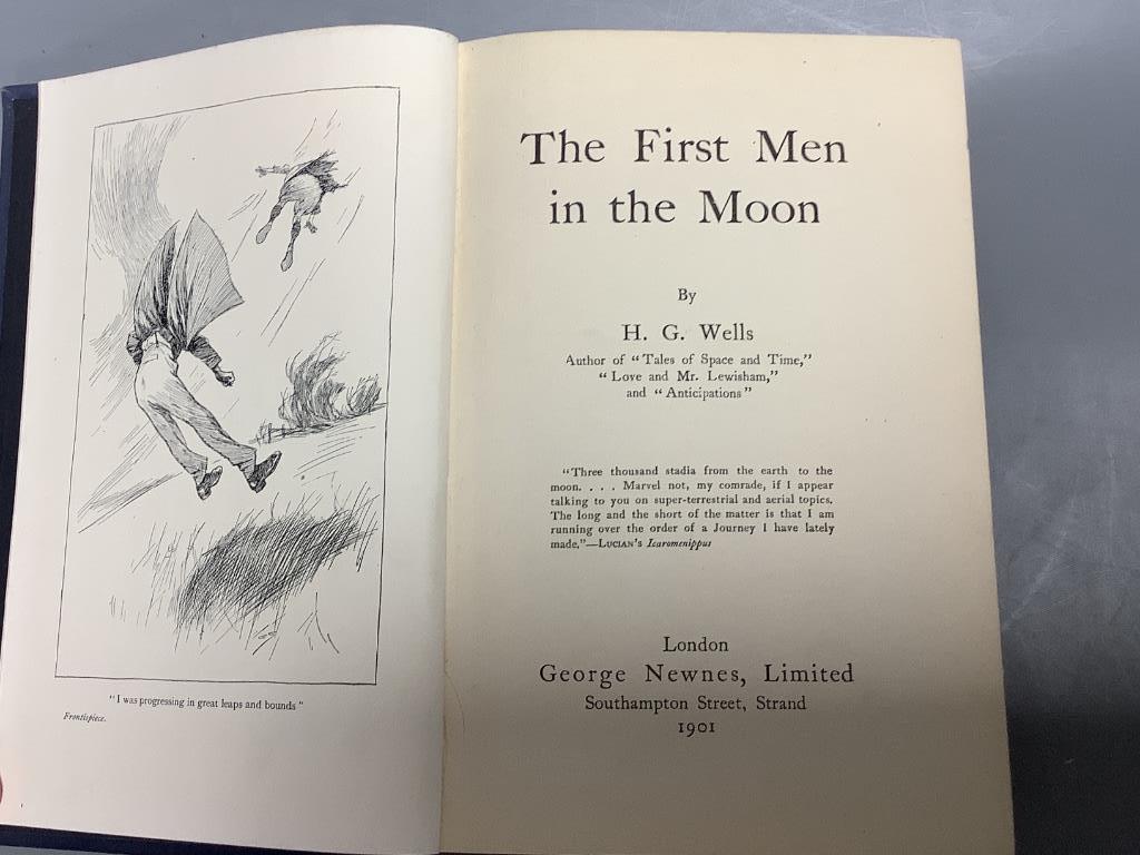 Five'The First Men in the Moon' HG Wells novels - First Edition and other HG Wells novels (First Edition)(24) FOR REPORT PET